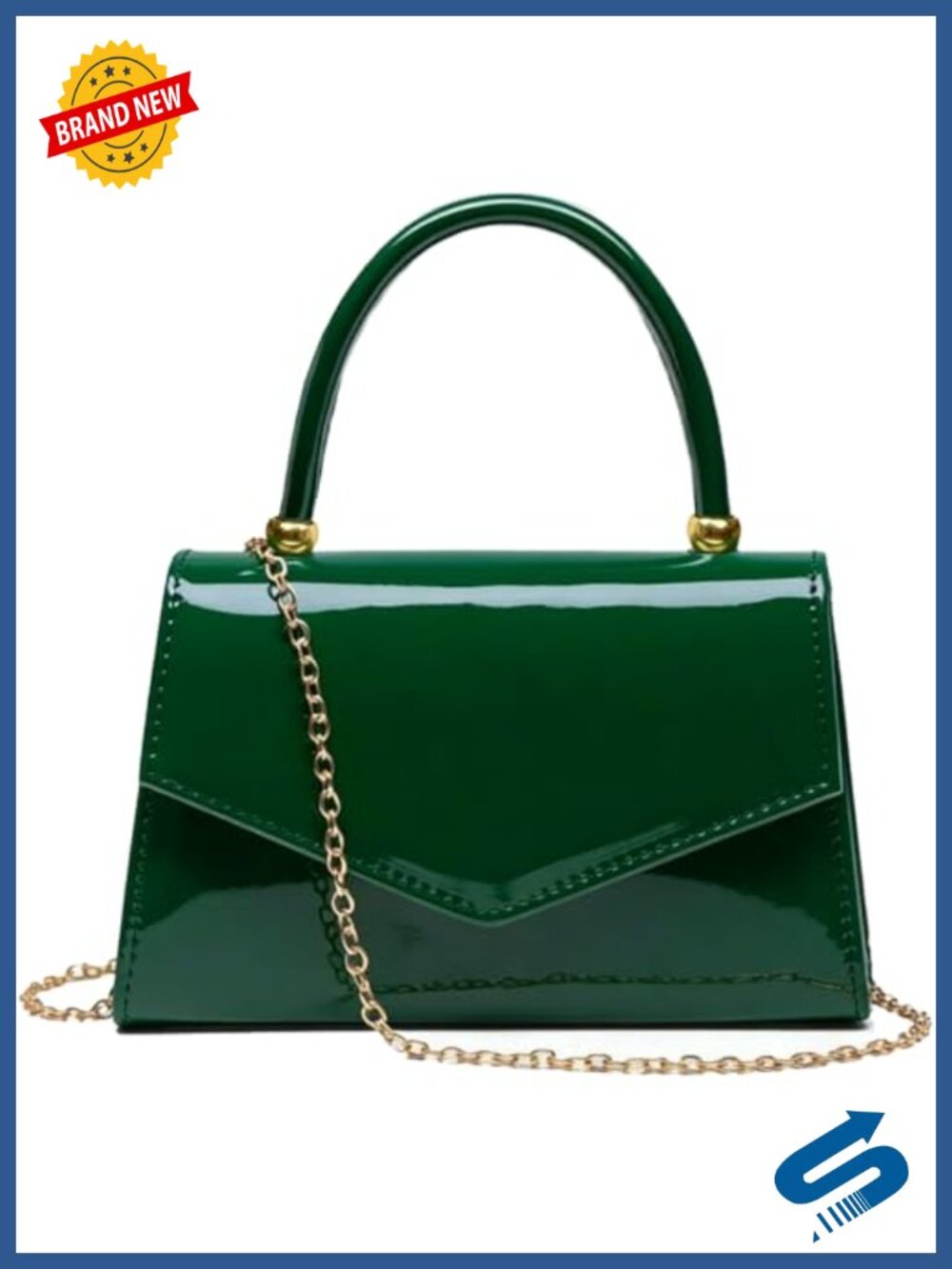 Faux Patent Leather Evening Clutch Convertible Crossbody Formal Wedding Party